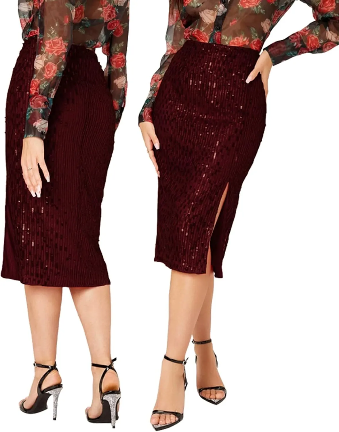 Women's High Waist Split Hem Zip Back Plain Skirt Hip Casual Half Body Skirt Rave Party Skirt for Women New Years