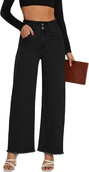 Women's High Waisted Wide Leg Jeans Straight Leg Trendy Denim Pants