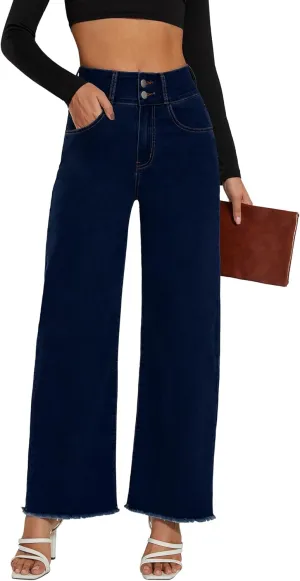 Women's High Waisted Wide Leg Jeans Straight Leg Trendy Denim Pants