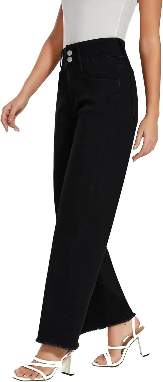 Women's High Waisted Wide Leg Jeans Straight Leg Trendy Denim Pants