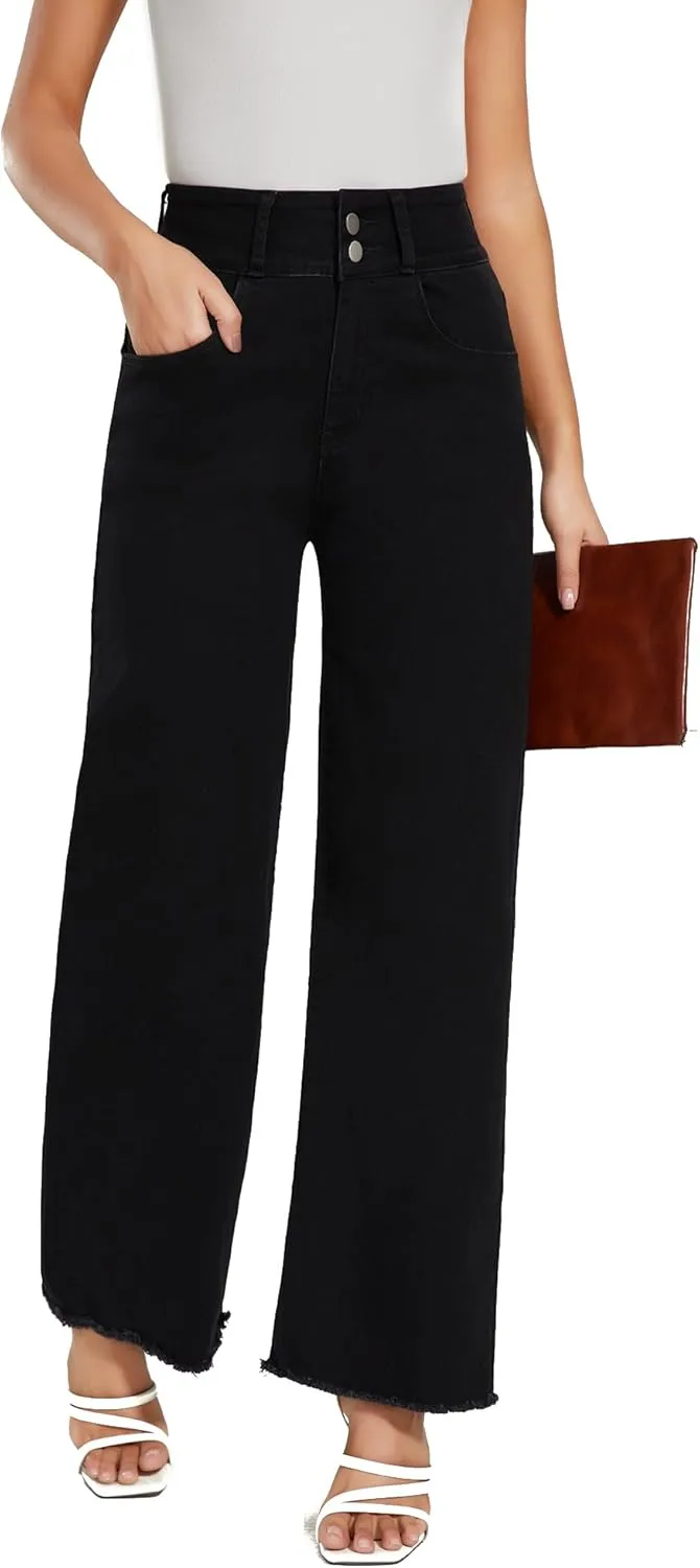 Women's High Waisted Wide Leg Jeans Straight Leg Trendy Denim Pants