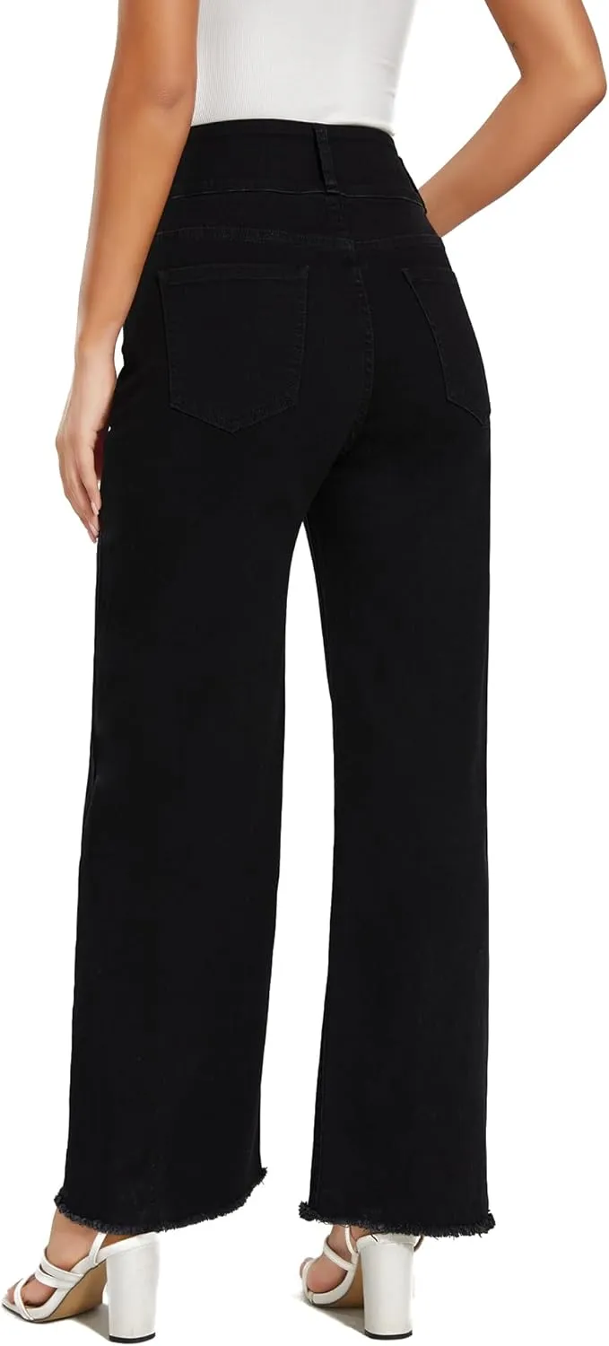 Women's High Waisted Wide Leg Jeans Straight Leg Trendy Denim Pants