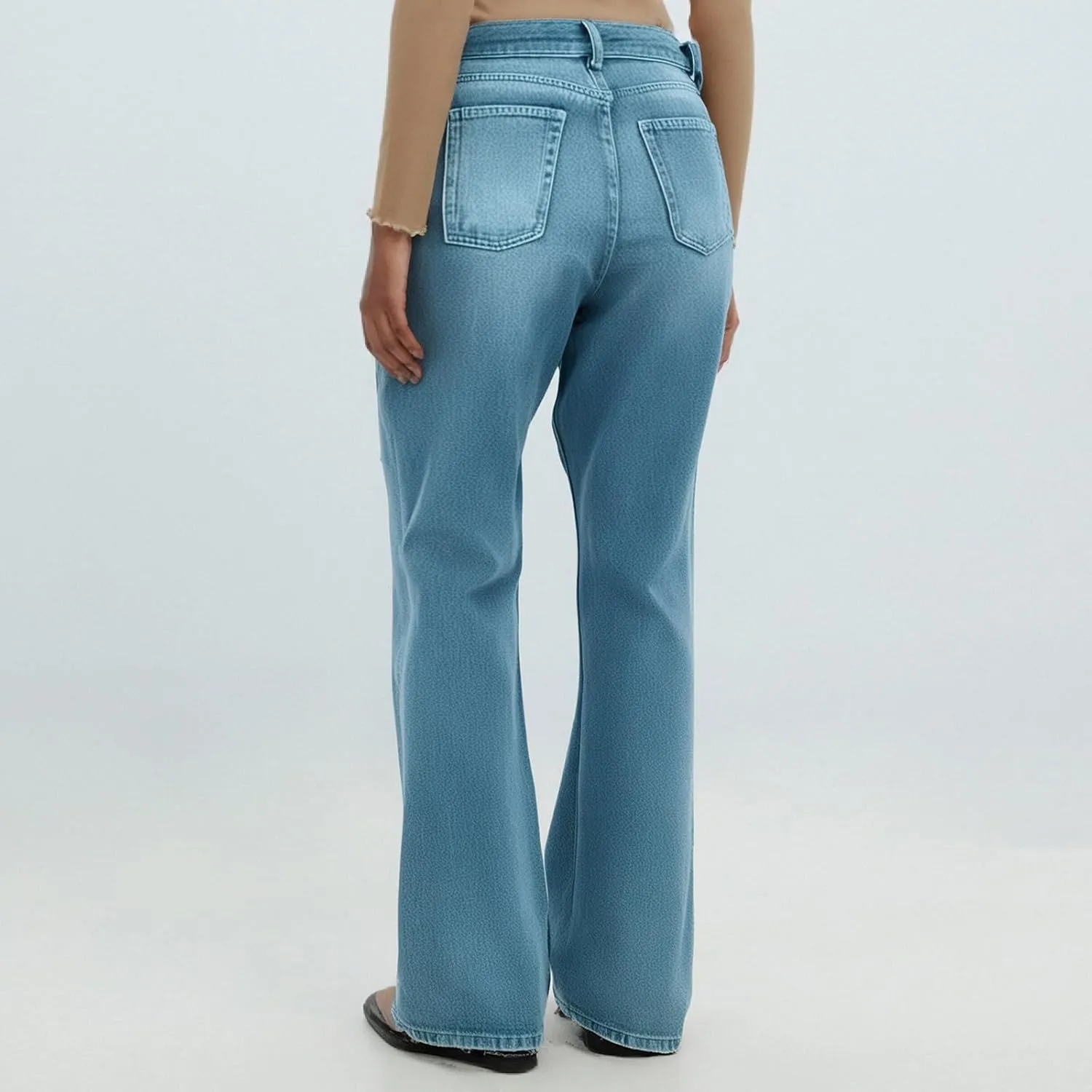 Women's Jeans High Waisted Straight Leg Stretchy Jeans Trendy Welt Pockets Loose Wide Leg Zimbaplatinum Denim Pants