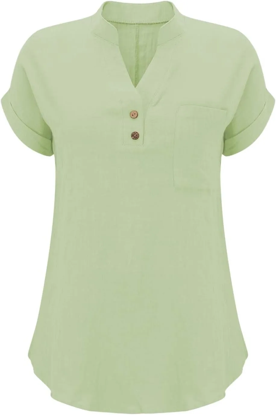 Womens Linen Shirt Cotton Gauze Tops Short Sleeve V Neck Button Henley Shirts Causal Summer Blouses Linen Clothing