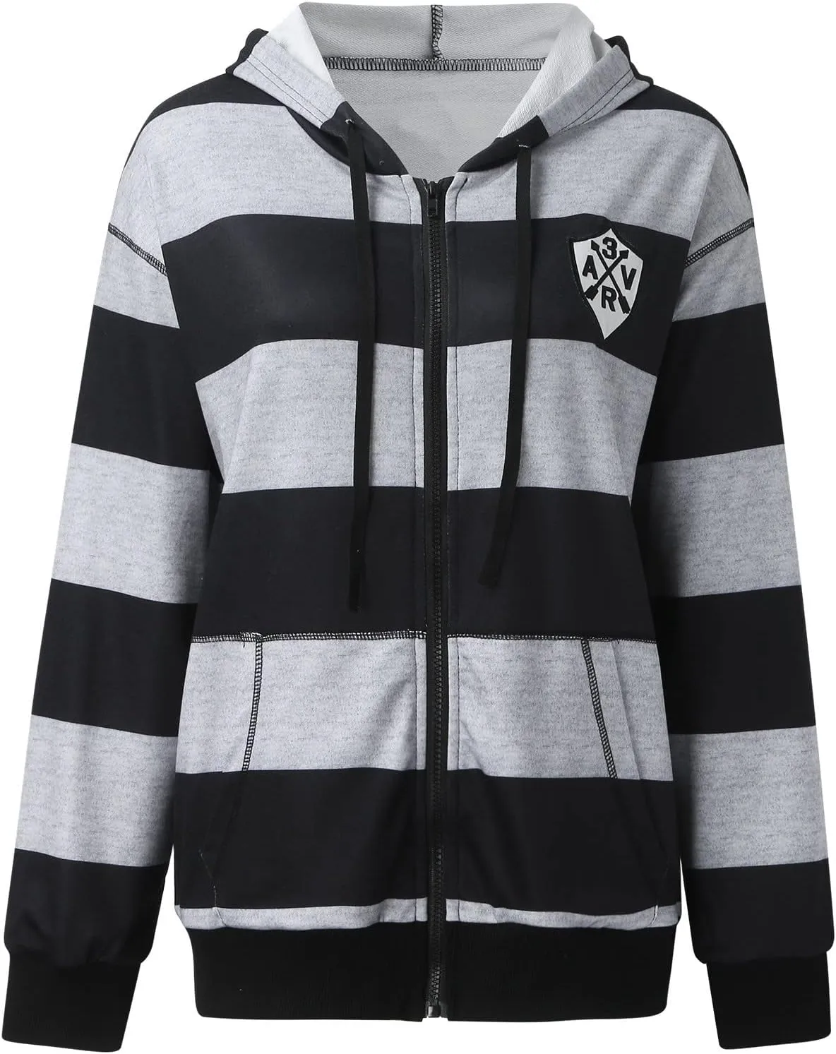 Womens Long Sleeve Sweatshirt Drawstring Zip Up Hoodies with Pocket Korean Clothes