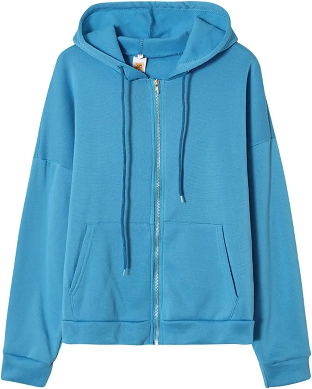 Womens Long Sleeve Sweatshirt Drawstring Zip Up Hoodies with Pocket Korean Clothes