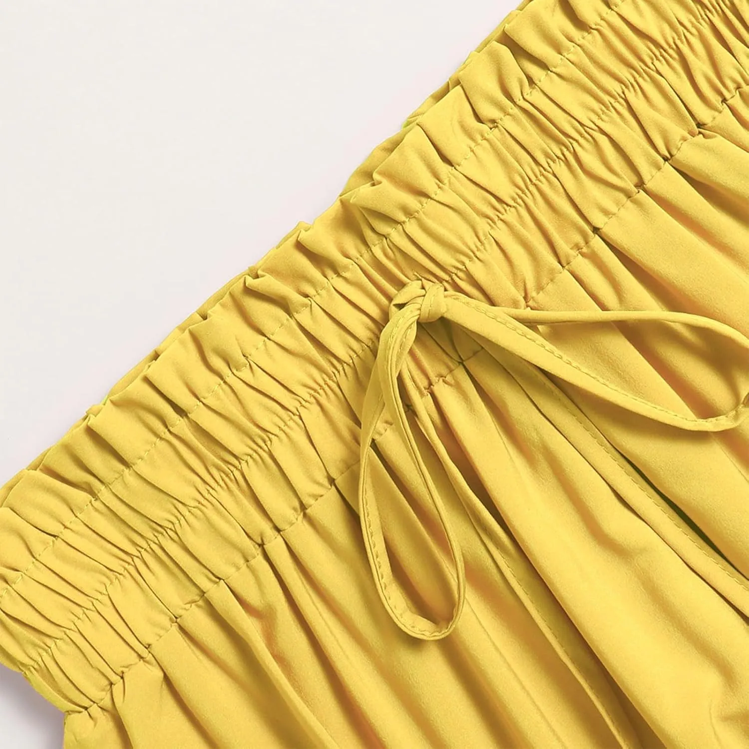 Women's Long Summer Maxi Skirt 2025 Solid Color Floral Elastic Waist A-Line Skirts with Drawstring Loose Skirt