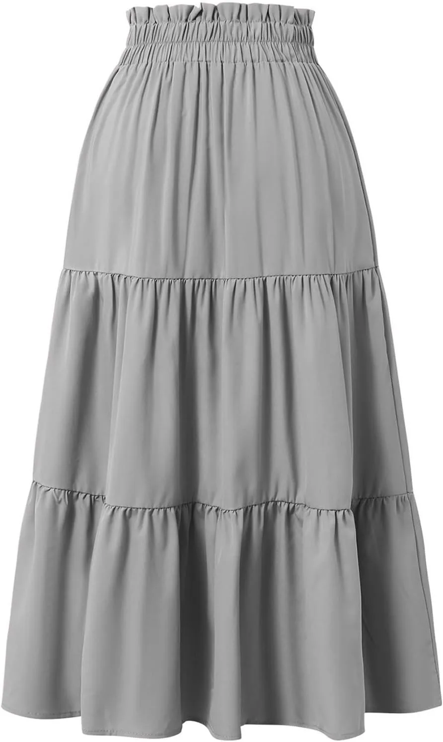 Women's Long Summer Maxi Skirt 2025 Solid Color Floral Elastic Waist A-Line Skirts with Drawstring Loose Skirt