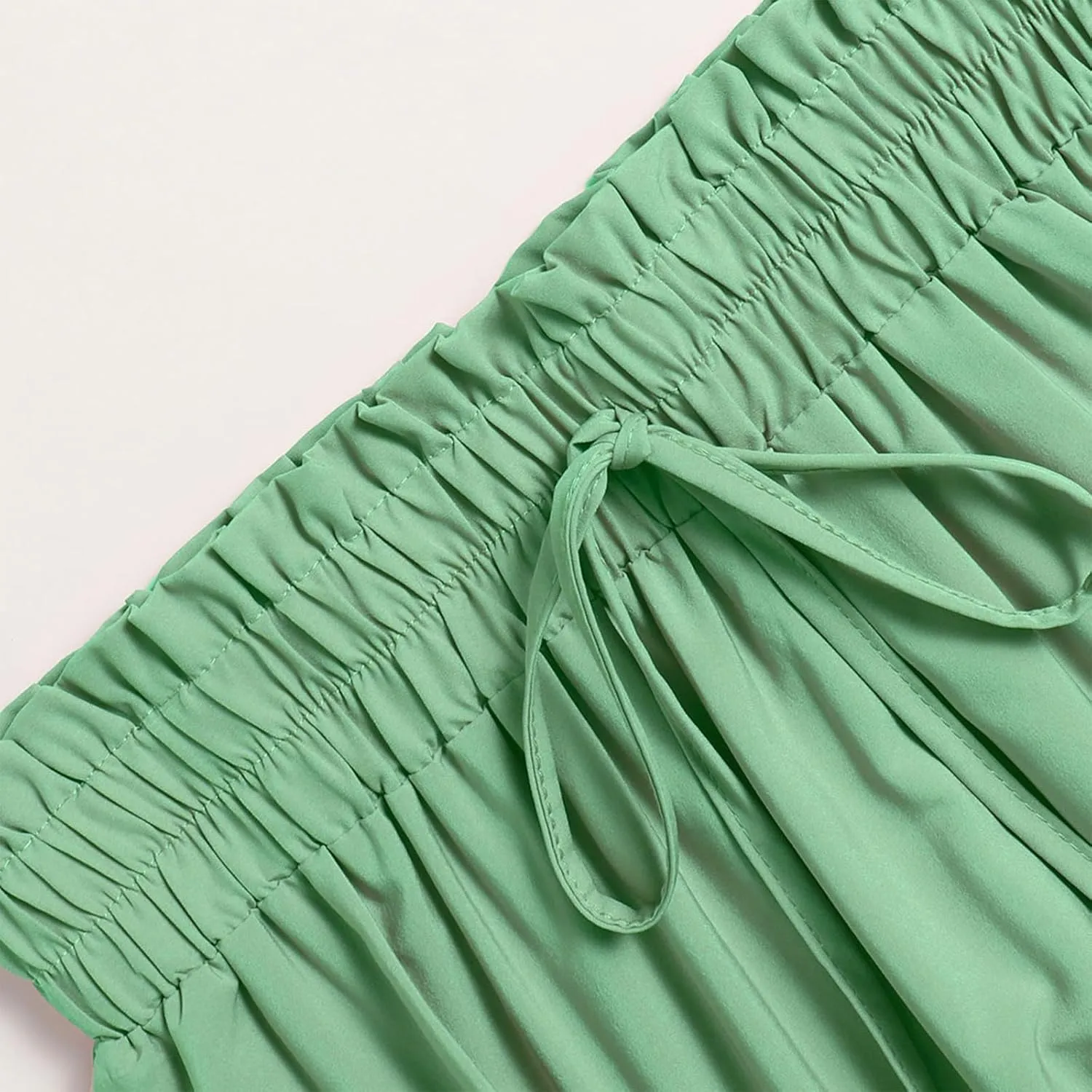 Women's Long Summer Maxi Skirt 2025 Solid Color Floral Elastic Waist A-Line Skirts with Drawstring Loose Skirt