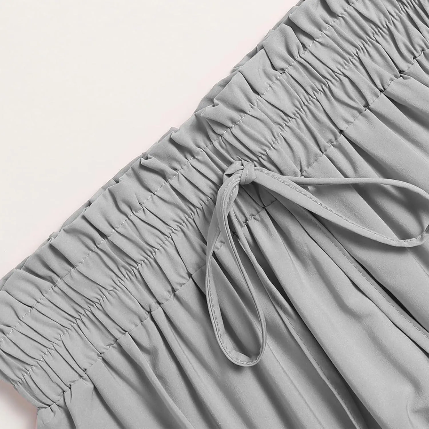 Women's Long Summer Maxi Skirt 2025 Solid Color Floral Elastic Waist A-Line Skirts with Drawstring Loose Skirt