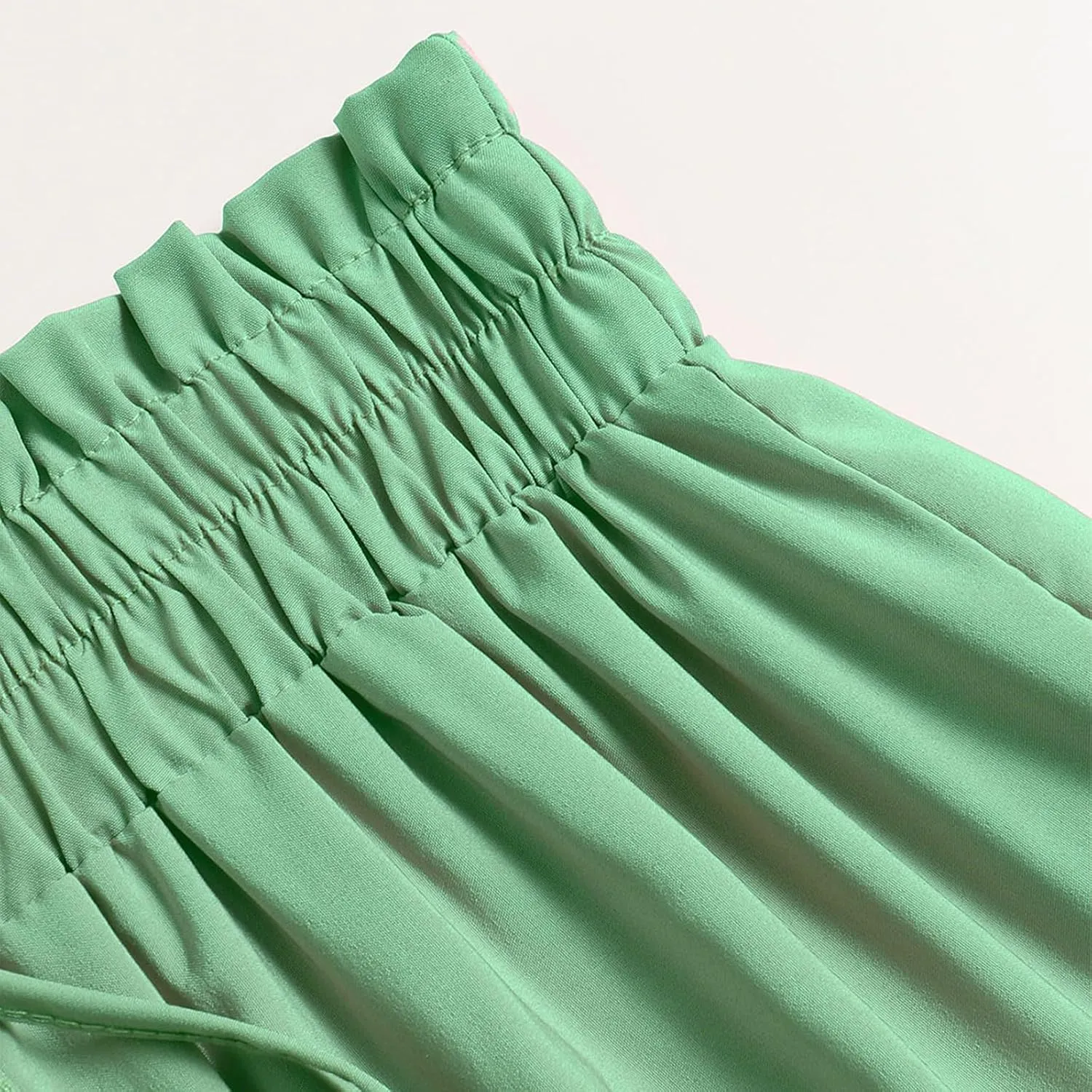 Women's Long Summer Maxi Skirt 2025 Solid Color Floral Elastic Waist A-Line Skirts with Drawstring Loose Skirt