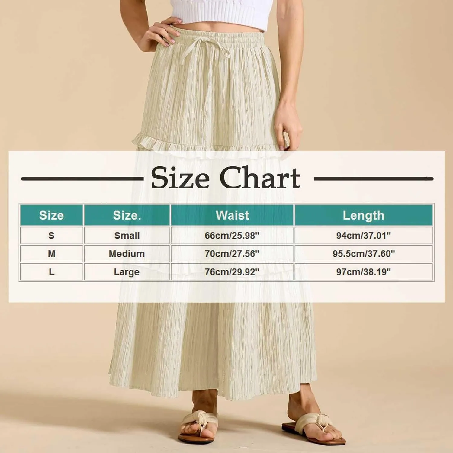 Women's Maxi Skirt Drawstring Elastic High Waist A Line Skirts Summer Casual Long Skirt Y2K Beach Vacation Outfits