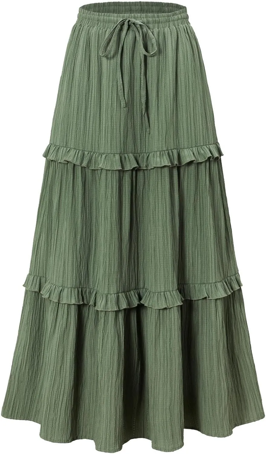 Women's Maxi Skirt Drawstring Elastic High Waist A Line Skirts Summer Casual Long Skirt Y2K Beach Vacation Outfits