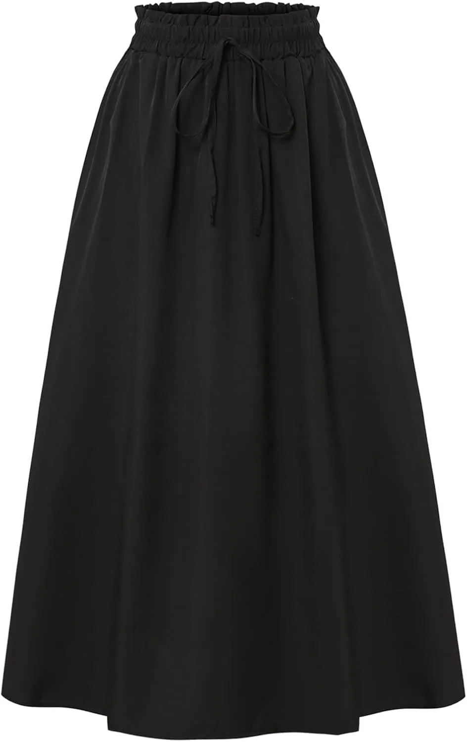 Womens Maxi Skirt Summer Trendy Elastic High Waisted Boho Casual Beach Flowy Swing Long Skirts with Pockets