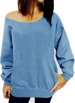 Womens Off Shoulder Sweatshirt Slouchy Long Sleeve Shirts Pullover Tops