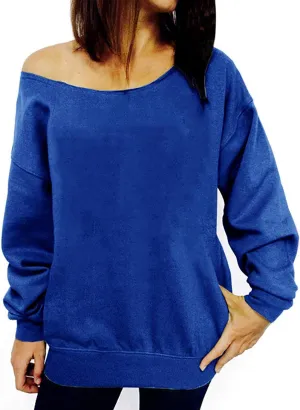 Womens Off Shoulder Sweatshirt Slouchy Long Sleeve Shirts Pullover Tops