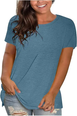 Women's Oversized Cotton Tops Casual Short Sleeve T-Shirts Crew Neck Solid Pullover Loose Fit Tees Summer Fashion 2025