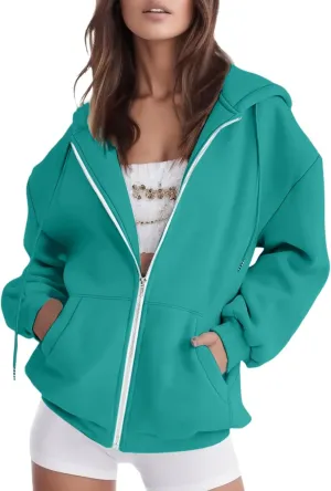 Womens Oversized Hoodies Sweatshirts Women's Check Zipper Hoodie Long Sleeved Hoodie Pullover Tops Loose Hooded