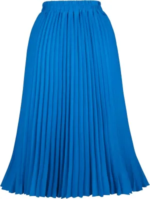Women's Pleated Skirts High Elastic Waist A-Line Swing Skirt Midi Length