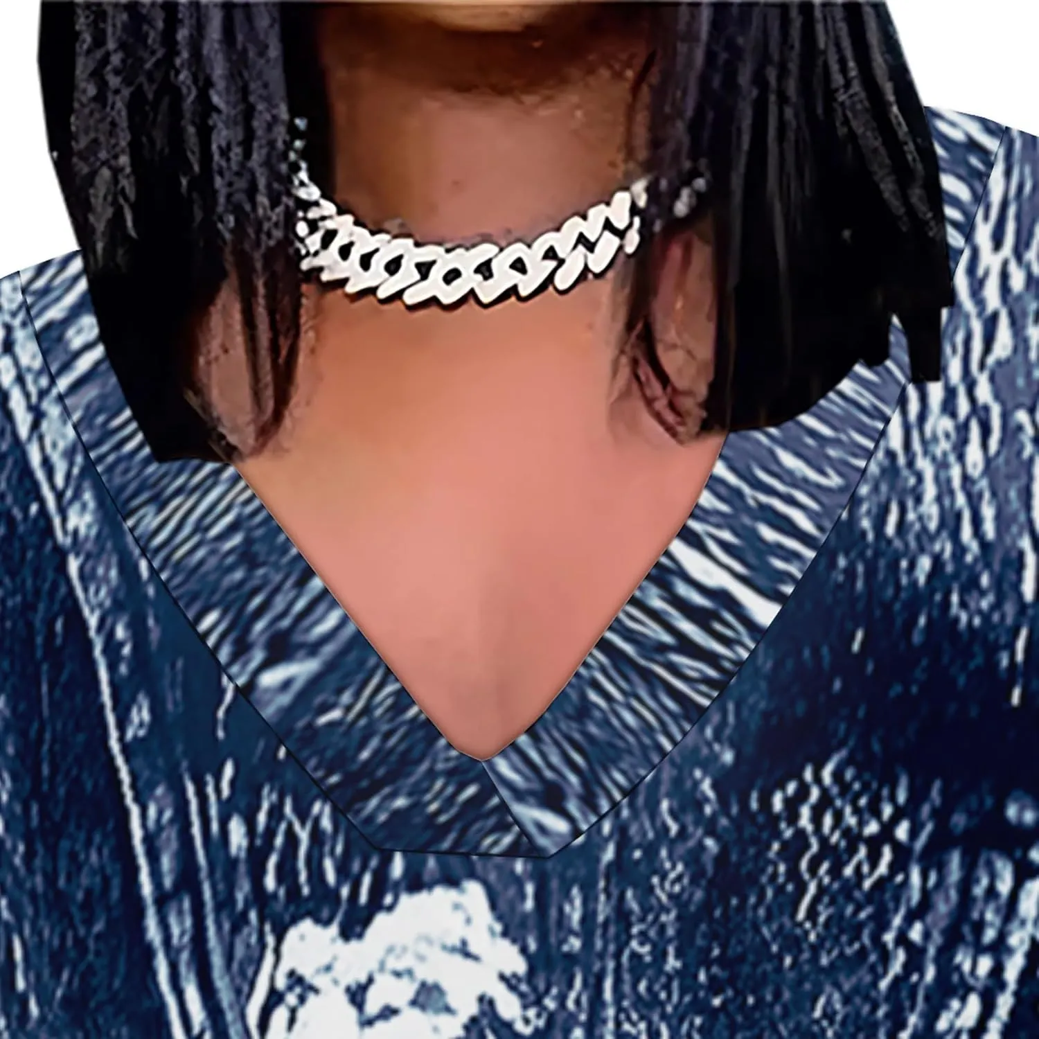 Womens Plus Size Denim 3D Print Fashion Maxi Dresses Casual Soft Tshirt Dress
