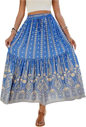 Women's Skirts,Sexy Flowy Maxi Skirts for Women 2025 Trendy Beach Vacation Long Boho Skirt Spring Summer