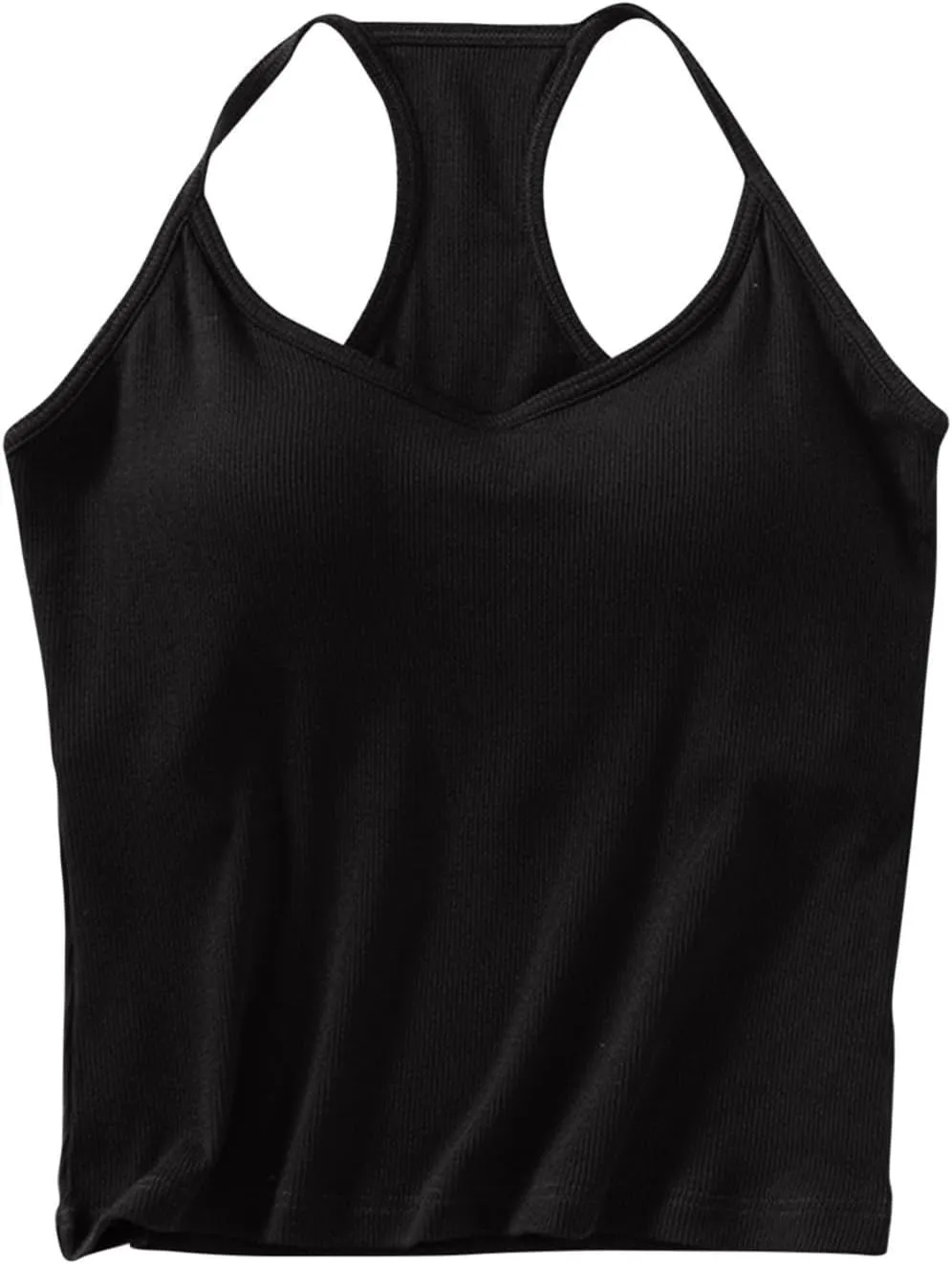 Womens Sports Bra Seamless Crop Tank Racer Back Spaghetti Strap Workout Yoga Shirts Padded Halter Neck Casual Tops