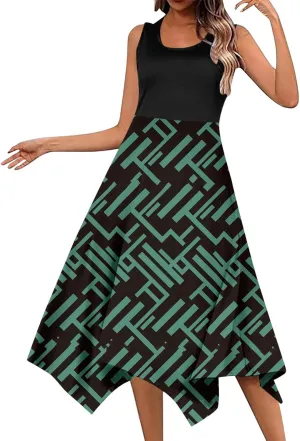 Women's Summer Casual Flowing Floral Elegant Vest Long Dress Long Sleeve Dresses with Hood for Women