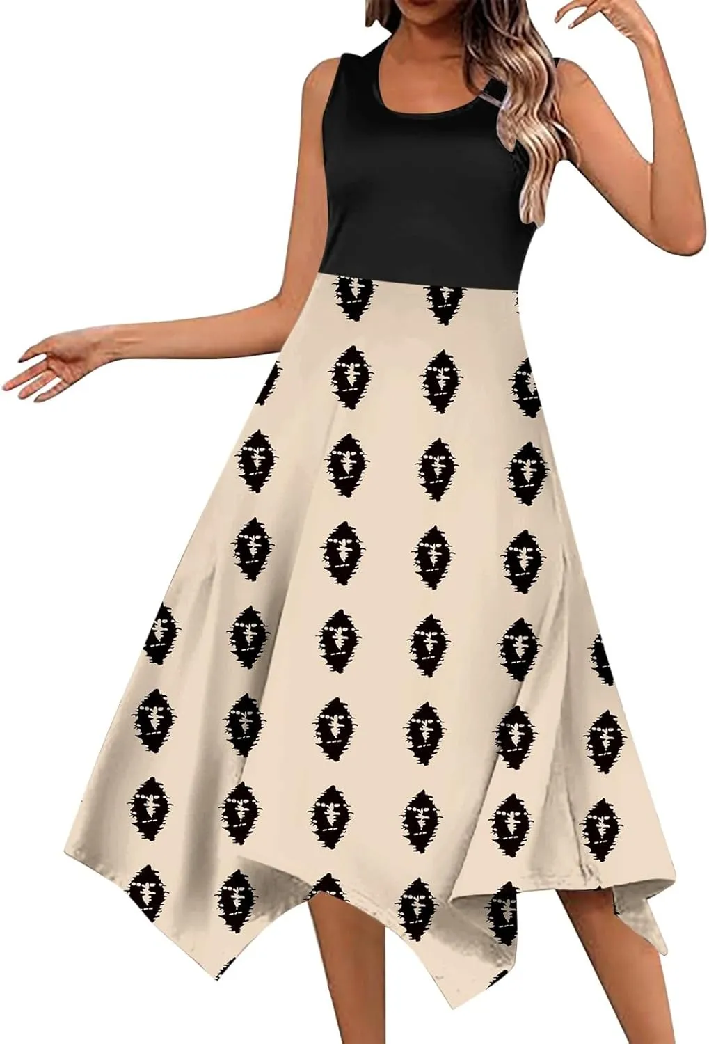 Women's Summer Casual Flowing Floral Elegant Vest Long Dress Long Sleeve Dresses with Hood for Women