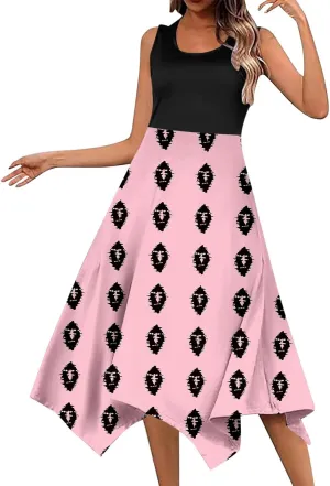 Women's Summer Casual Flowing Floral Elegant Vest Long Dress Long Sleeve Dresses with Hood for Women