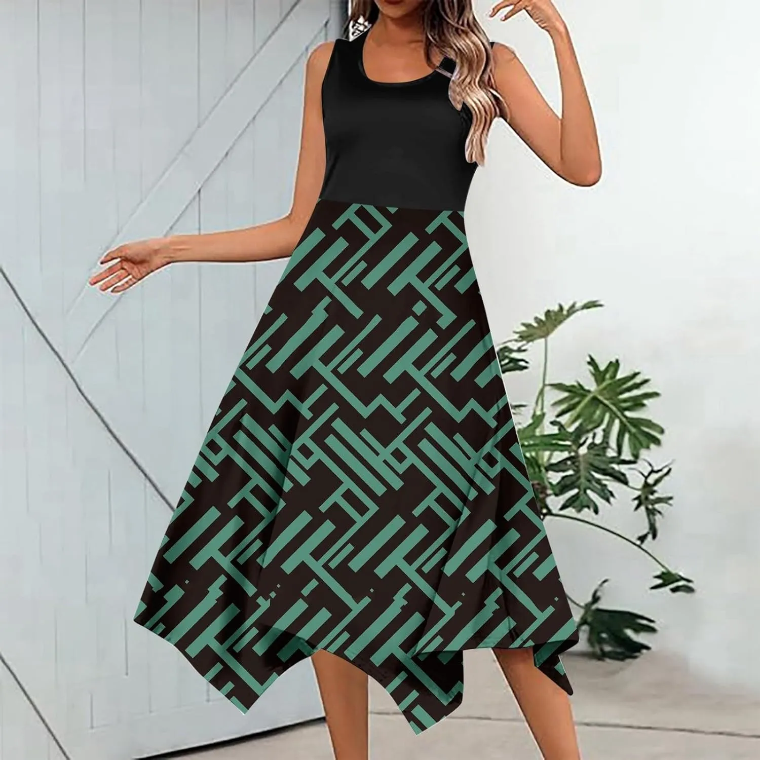 Women's Summer Casual Flowing Floral Elegant Vest Long Dress Long Sleeve Dresses with Hood for Women