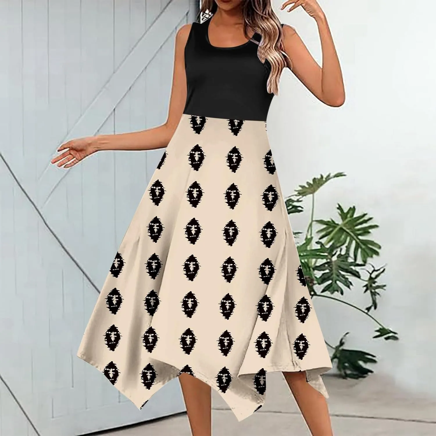 Women's Summer Casual Flowing Floral Elegant Vest Long Dress Long Sleeve Dresses with Hood for Women