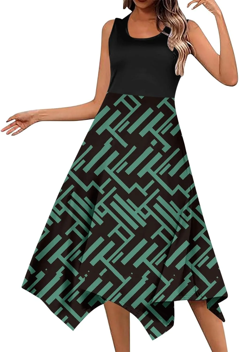 Women's Summer Casual Flowing Floral Elegant Vest Long Dress Long Sleeve Dresses with Hood for Women