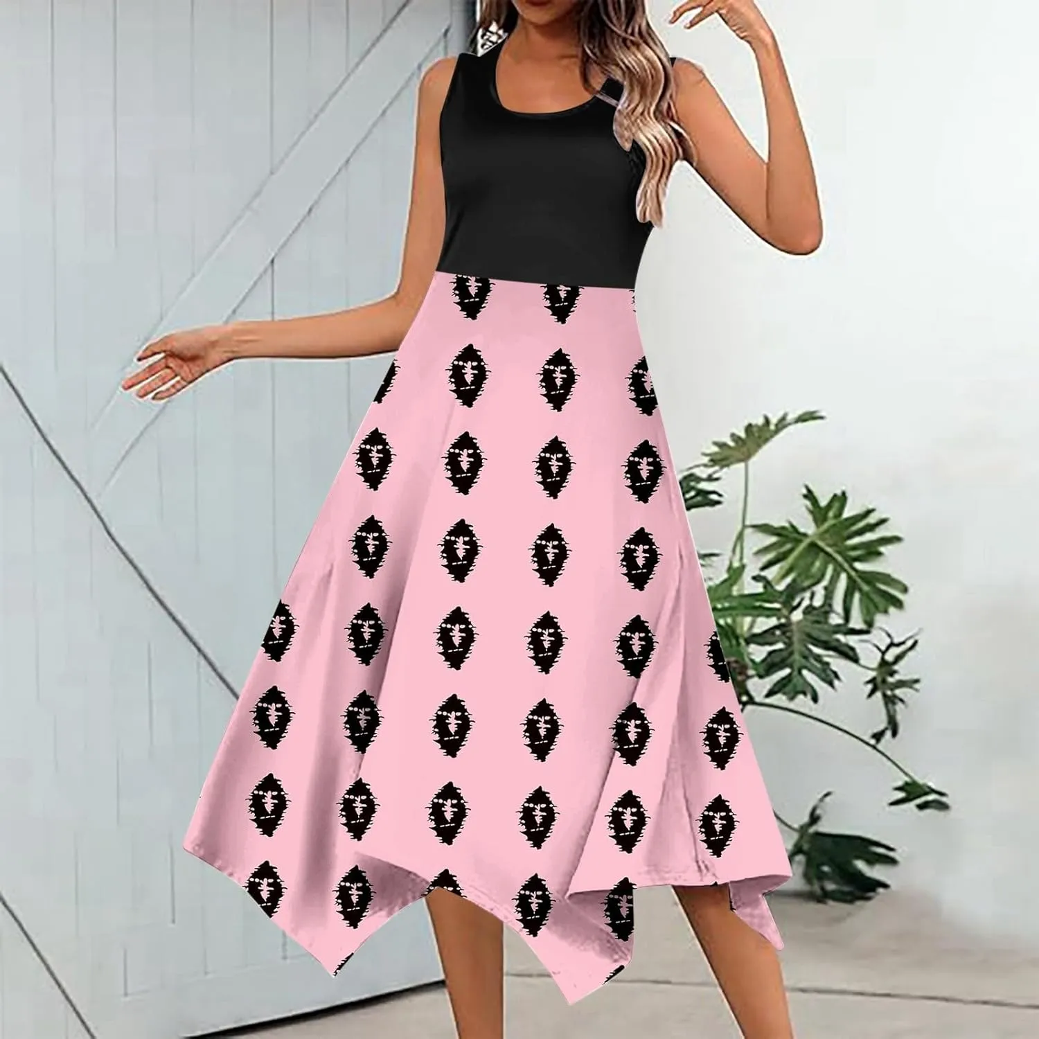 Women's Summer Casual Flowing Floral Elegant Vest Long Dress Long Sleeve Dresses with Hood for Women