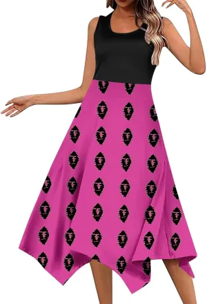 Women's Summer Casual Flowing Floral Elegant Vest Long Dress Long Sleeve Dresses with Hood for Women