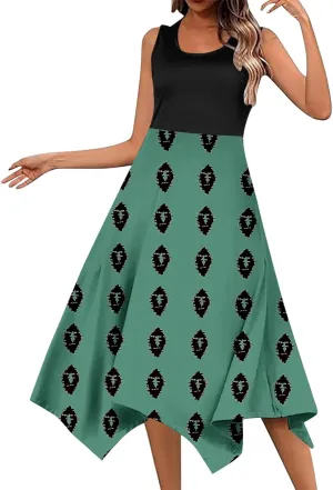 Women's Summer Casual Flowing Floral Elegant Vest Long Dress Long Sleeve Dresses with Hood for Women