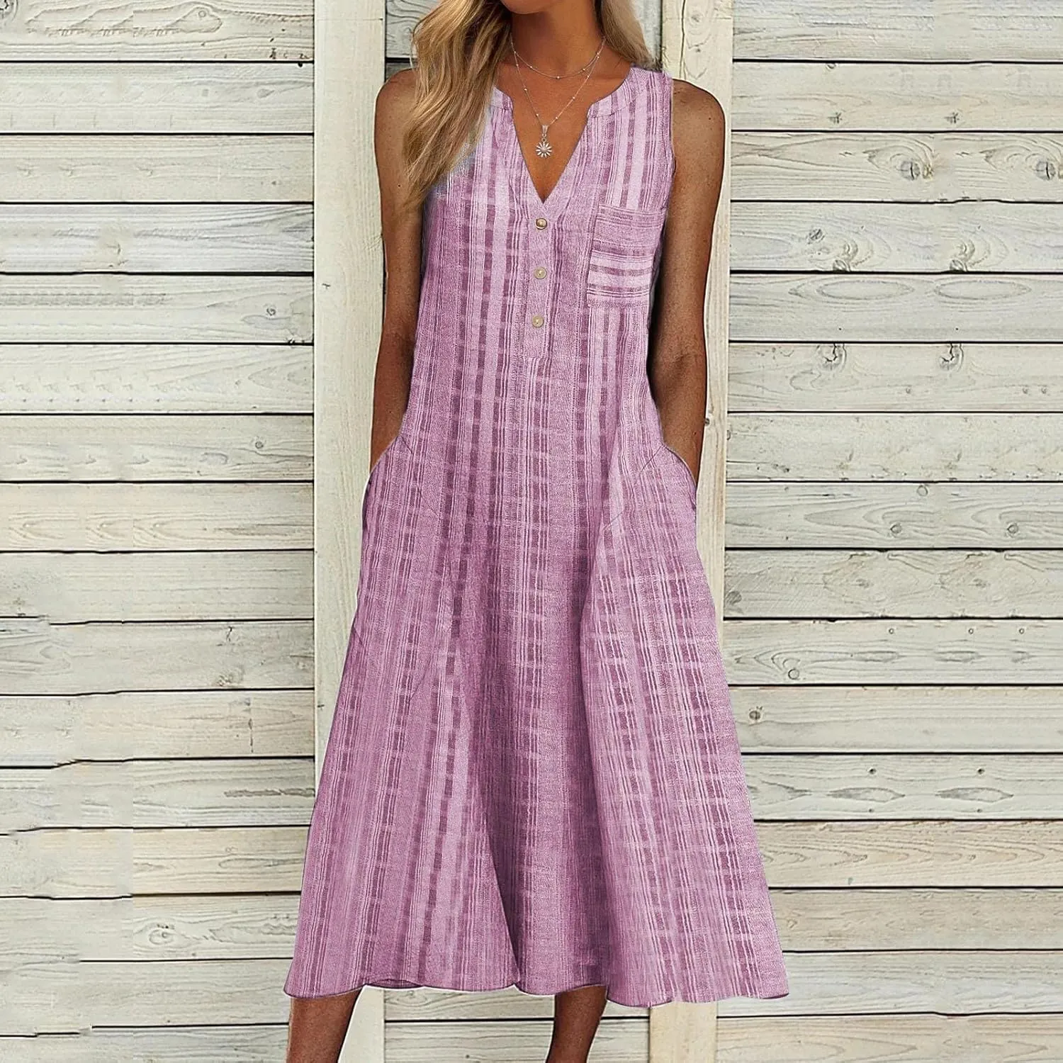Womens Summer Dress Casual Floral Print Midi Dress Button V Neck Short Sleeve Dresses Flowy Boho Beach Party Sundress