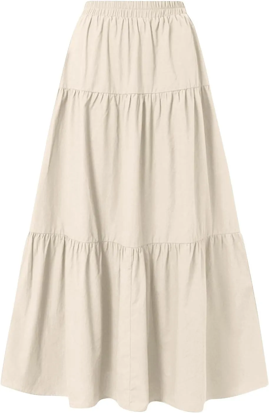Womens Summer Skirt Beach Maxi Skirt Drawstring High Waisted Pleated Tiered A Line Skirts Trendy Long Flowy Skirts