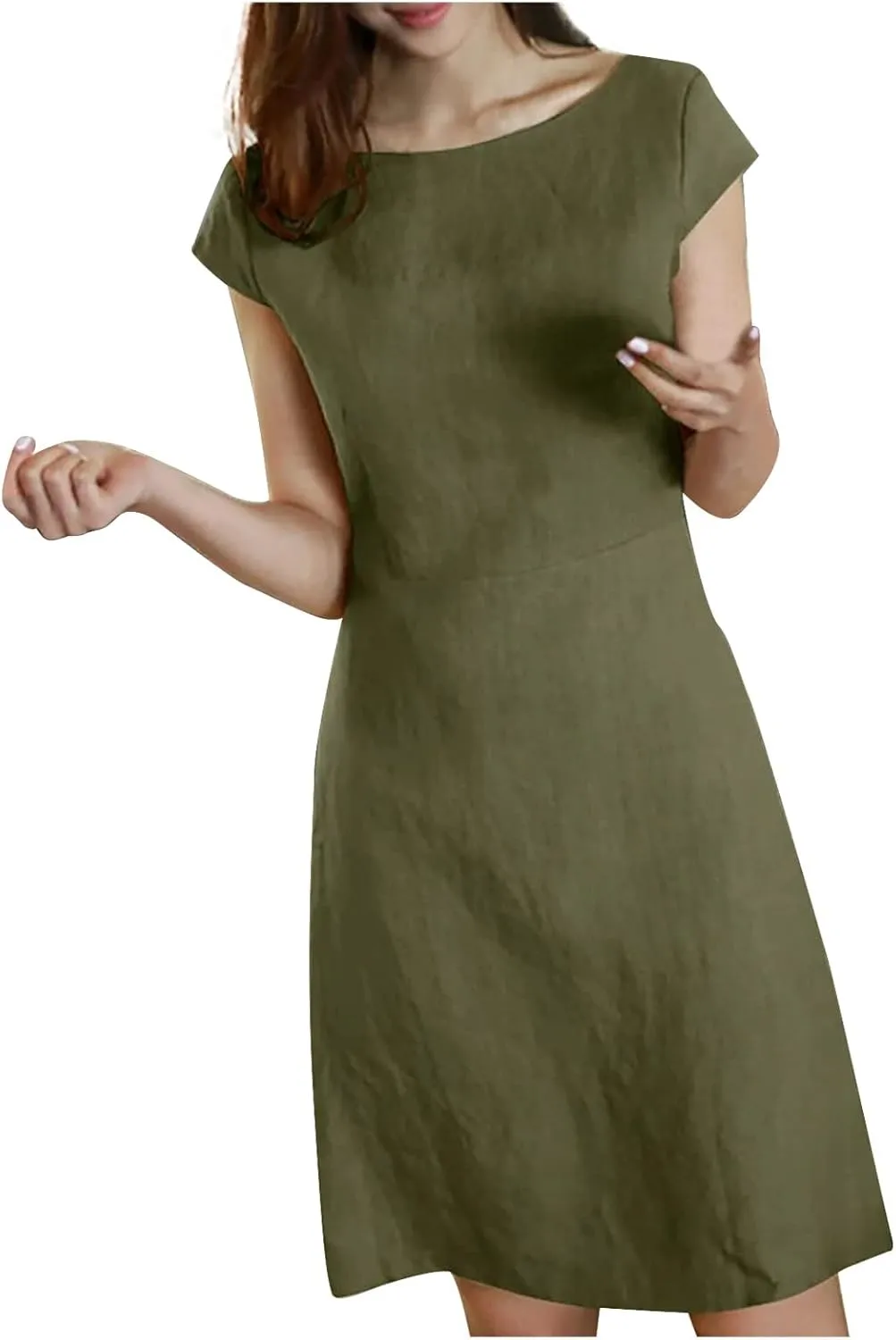 Womens Sun Dresses Sleeve Dresses Sun Dresses for Women Turtle Neck Linen Floral Midi Boho Shirt Sun Dresses
