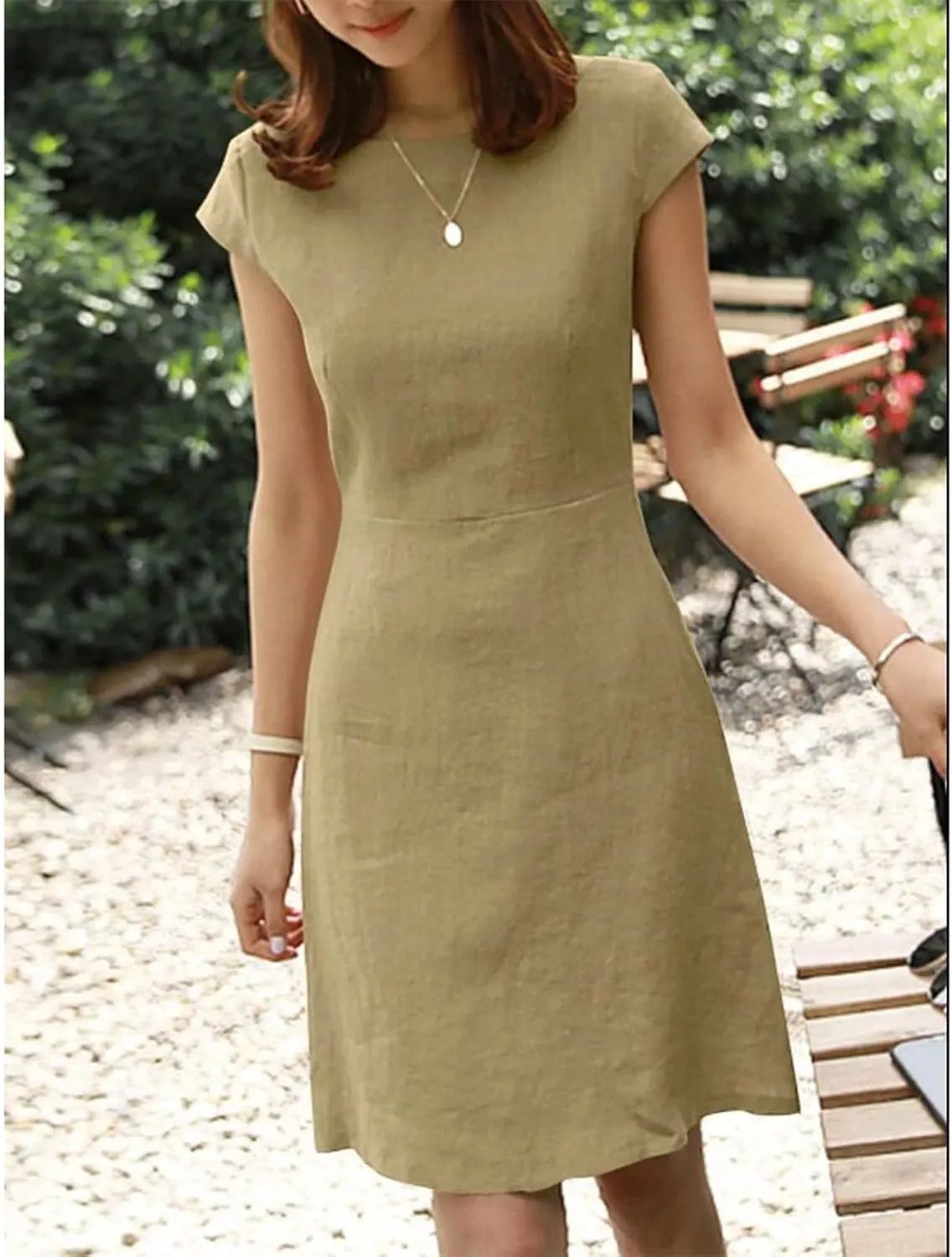 Womens Sun Dresses Sleeve Dresses Sun Dresses for Women Turtle Neck Linen Floral Midi Boho Shirt Sun Dresses