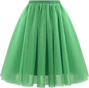 Women's Sundresses Summer Casual Loose Trendy Elastic High Waist Solid Color Party Dance Fluffy Mesh Tulle Skirts 2025, S-2XL