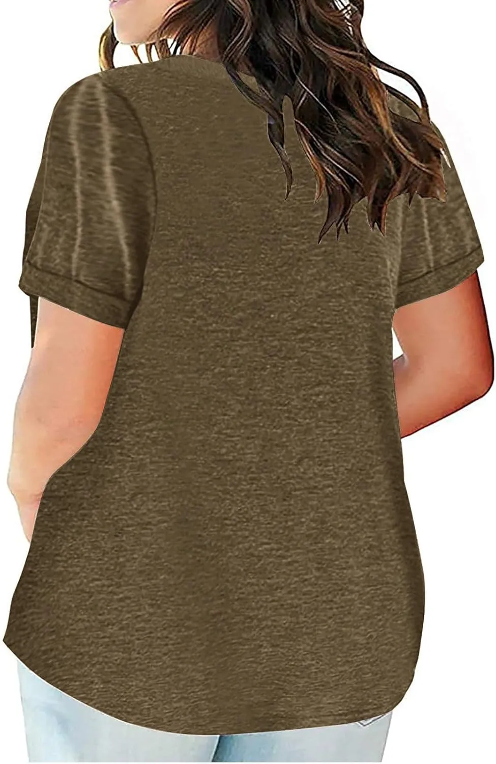 Womens T Shirts Short Sleeve V Neck Tees Plain Workout Tops Loose Fit Casual Tunic Plus Size Summer Oversized Tees