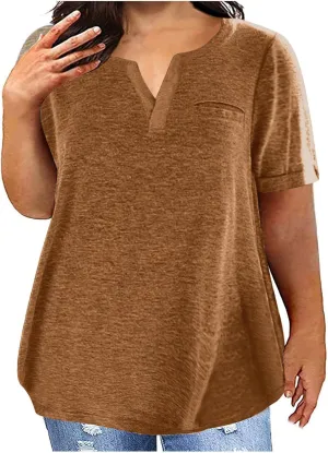 Womens T Shirts Short Sleeve V Neck Tees Plain Workout Tops Loose Fit Casual Tunic Plus Size Summer Oversized Tees