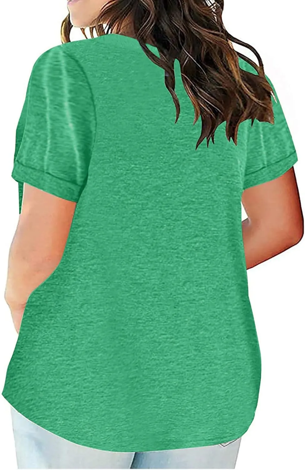 Womens T Shirts Short Sleeve V Neck Tees Plain Workout Tops Loose Fit Casual Tunic Plus Size Summer Oversized Tees