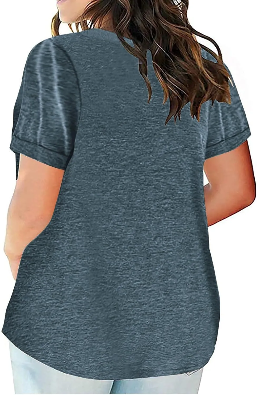 Womens T Shirts Short Sleeve V Neck Tees Plain Workout Tops Loose Fit Casual Tunic Plus Size Summer Oversized Tees