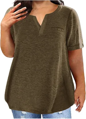Womens T Shirts Short Sleeve V Neck Tees Plain Workout Tops Loose Fit Casual Tunic Plus Size Summer Oversized Tees