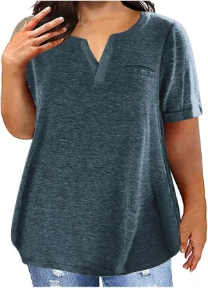 Womens T Shirts Short Sleeve V Neck Tees Plain Workout Tops Loose Fit Casual Tunic Plus Size Summer Oversized Tees