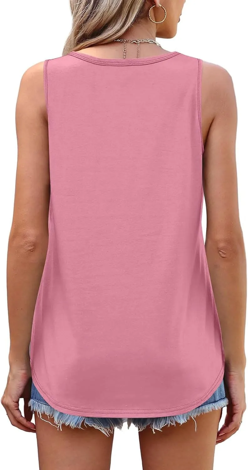 Womens Tank Tops Dressy Casual Fitted Fashion Crew Neck Sleeveless Clothes Hawaiian Vacation Solid Comfy Camisole