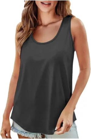 Womens Tank Tops Dressy Casual Fitted Fashion Crew Neck Sleeveless Clothes Hawaiian Vacation Solid Comfy Camisole