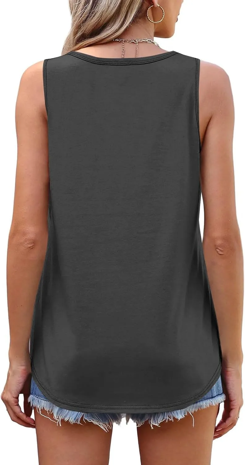 Womens Tank Tops Dressy Casual Fitted Fashion Crew Neck Sleeveless Clothes Hawaiian Vacation Solid Comfy Camisole