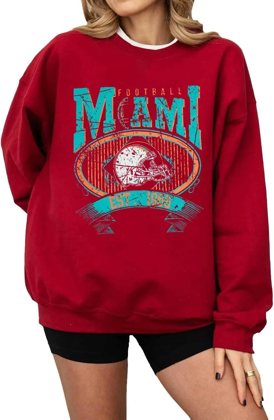 Womens Vintage Sweatshirt Oversized Game Day Football Long Sleeve Crewneck Pullover Tops Regualr Fit Athletic Tunics